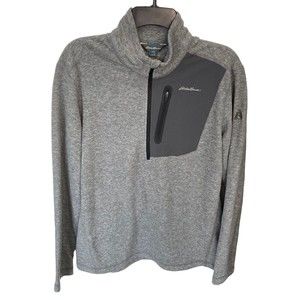 Eddie Bauer First Ascent Men’s Quarter Zip Fleece Pullover‎ Gray Size Medium